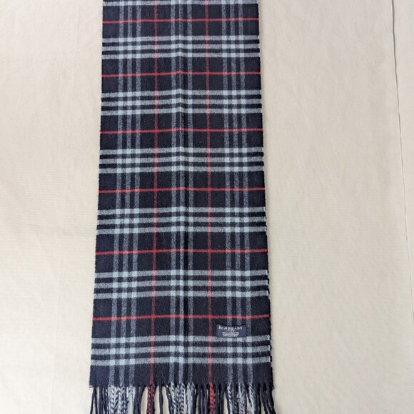 Burberry Unisex Lambswool Scarf Blue – Classic Check – Authentic – Fast Ship - Picture 4 of 7